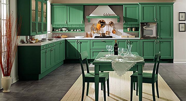 зеленый кухонный гарнитур