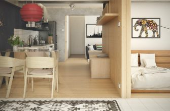 Дизайн комнаты-студии с кухней
