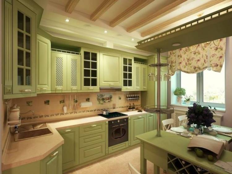 Дизайн кухни в зеленых тонах