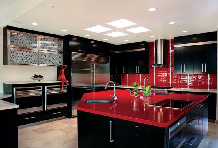 Кухня в черно красном цвет