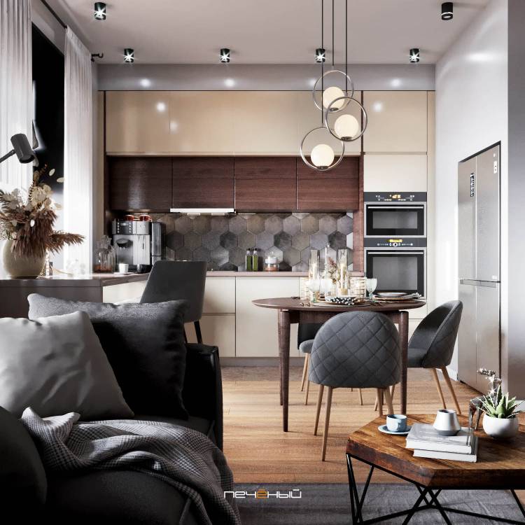 Кухня студия с камином: 101+ идей стильного дизайна