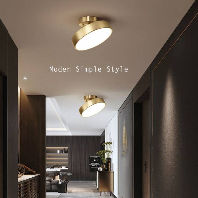 Модный простой стиль, золотистый Бронзовый светодиодный потолочный светильник, светильник, люстра для гаража, для шкафа Home