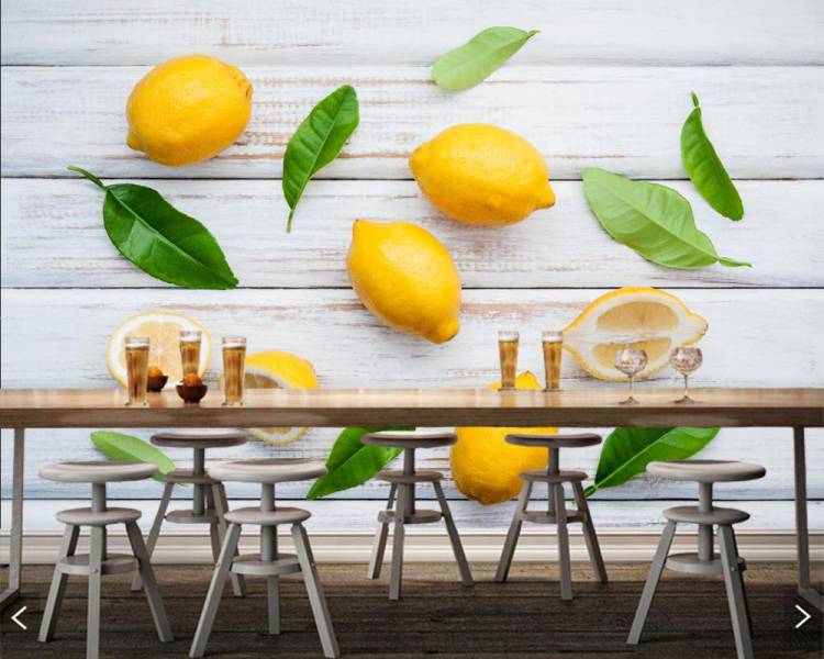 Дизайн обои с лимонами для фотографирования еды, листьями, фруктами, Настенные обои для гостиной, кухни, настенные бумаги, домашний декор, каф