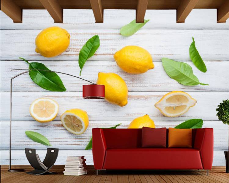 Дизайн обои с лимонами для фотографирования еды, листьями, фруктами, Настенные обои для гостиной, кухни, настенные бумаги, домашний декор, каф