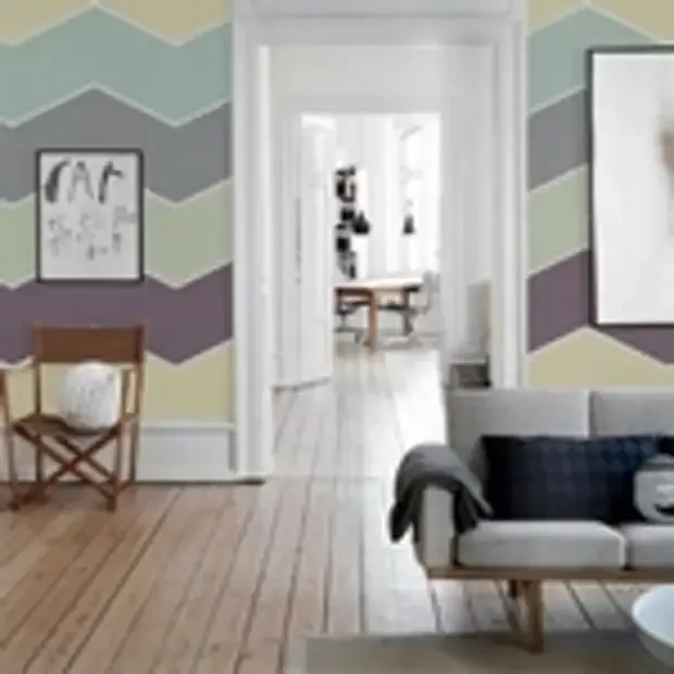 Комбинированная покраска стен в два и более цвет