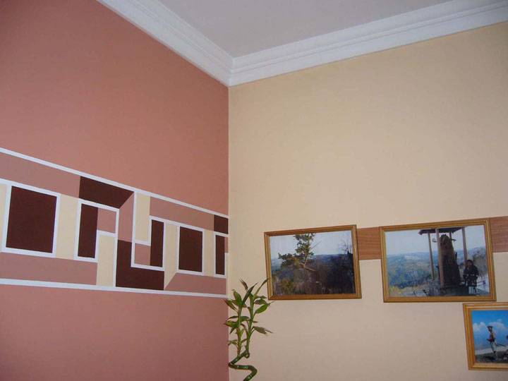 Покраска стен в два цвет