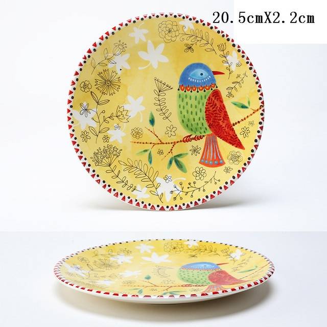 Дизайн круглая керамическая тарелка с ручной росписью цветов тарелка для фруктов и салатов десертная тарелка для стейка кухни Декоративная посуда для хранения