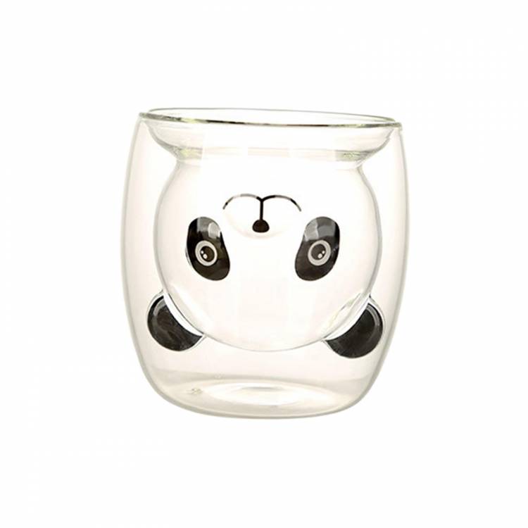Кофейная кружка с двойными стенками и изоляцией, декоративная посуда, милая мультяшная панда, двухслойная стеклянная чашка для дома, кухни, мол