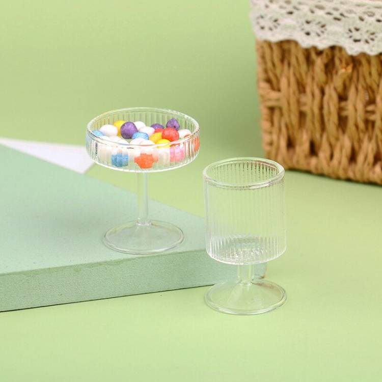 Прозрачное стекло для кукольного домика подставка для торта крышка фруктовый поднос десертная кастрюля для конфет Миниатюрный Кукольный Дом Кухня бокал для вина декоративная игруш