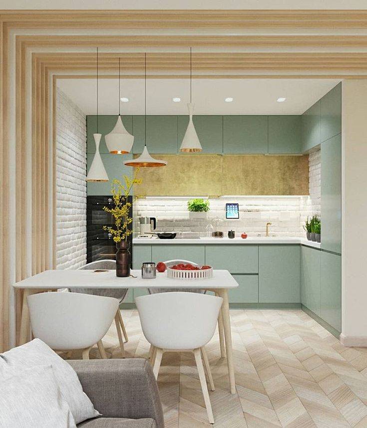 Необычная кухня в зеленом цвете в содружестве с золотыми фасадами #dsnewlook #designinterior #design #дизайни…
