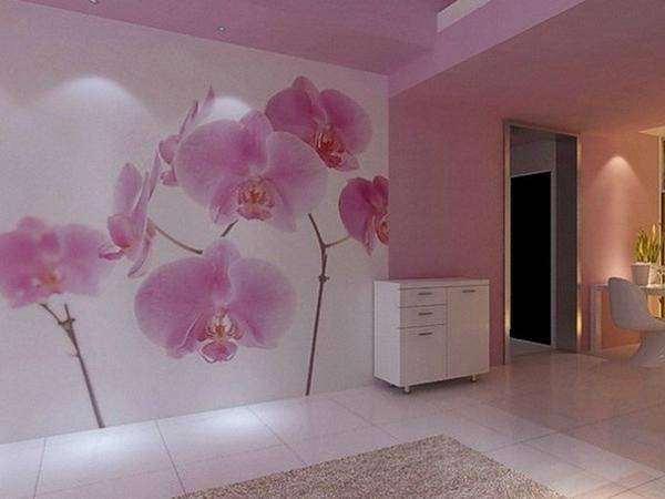 Бирюзовые обои с орхидеями