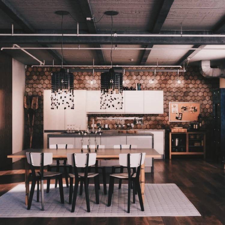Дизайн кухни-гостиной в стиле лофт