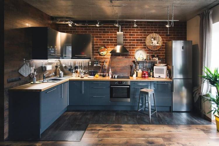 Дизайн фото кухни-гостиной в стиле лофт