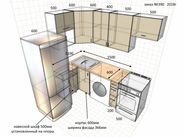 Угловая кухня чертеж: 122+ идей стильного дизайна
