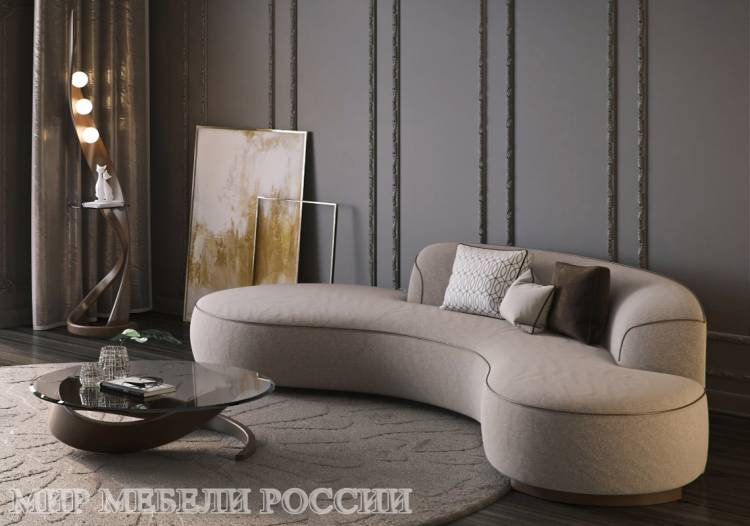 Дизайнерский радиусный диван для гостиной Apriori N из массива дерева в современном стиле