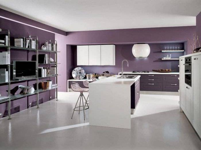 Дизайн лучших цветовых сочетаний для фиолетовой кухни