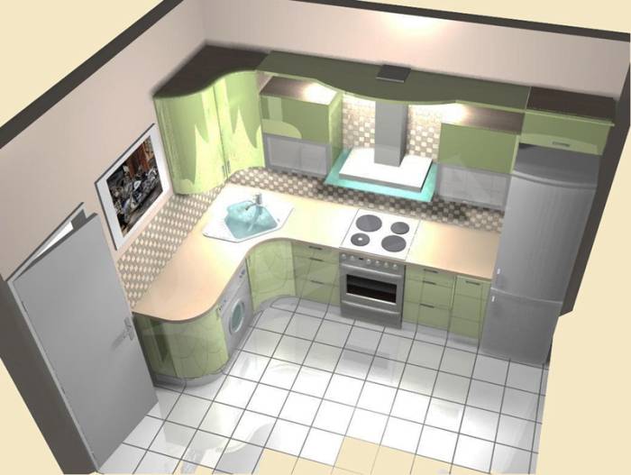 Дизайн интерьера маленькой кухни с холодильником и стиральной машиной