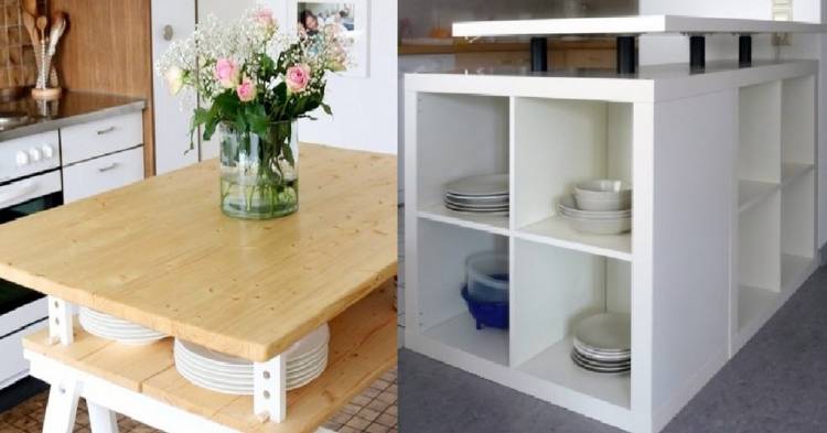 Стандартный стол IKEA в кухонный остров меньше чем за час