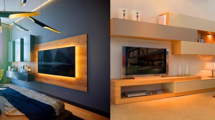 Дизайн лучших современных дизайнов стен под телевизор в гостиной