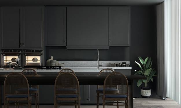 Черная кухня с подсветкой: 109 фото в интерьере