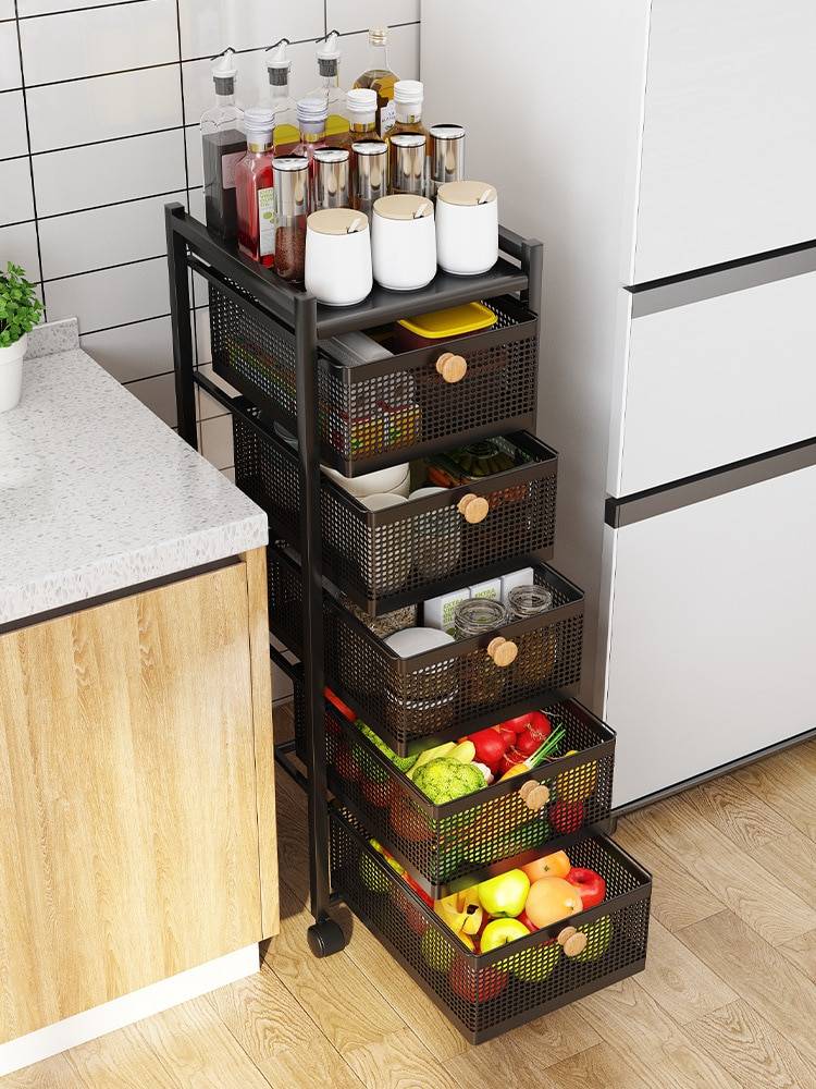Напольная кухонная корзина, стеллаж для хранения, кухонный шкаф для хранения овощей и фруктов, органайзер и хранени