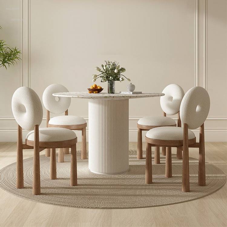 Роскошные шиферные обеденные столы, нордические круглые столы из массива дерева, современный минималистичный обеденный стол для маленькой квартиры и Набор стульев