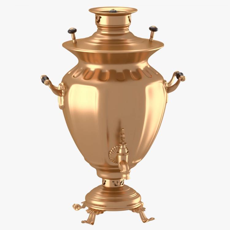 decorated samovar with handles