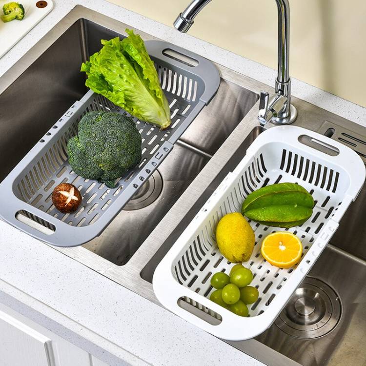Регулируемая сушилка, сушилка для посуды, растягивающаяся стая корзина для мытья фруктов и овощей, кухонный органайзер для хранения, инструмент,