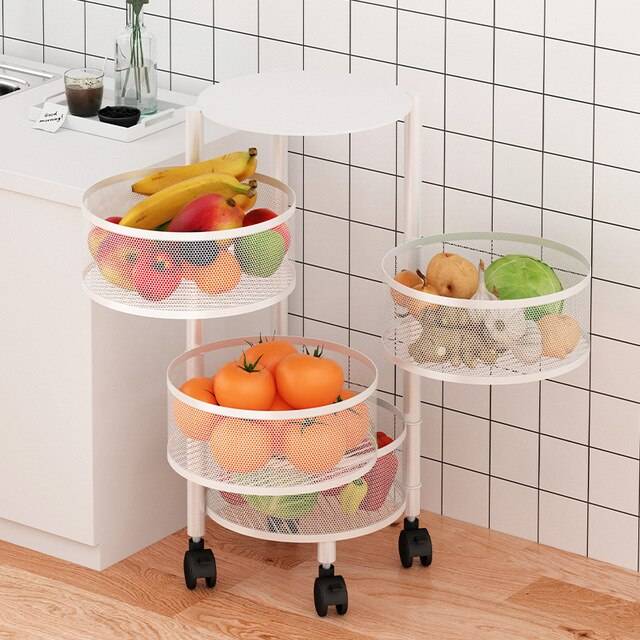 Многоуровневая Вращающаяся круглая корзина для хранения овощей и фруктов, кухонный стойка для хранения корзины, для дом