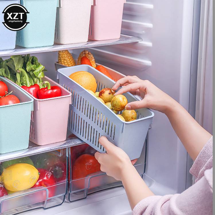 Пластиковая корзина для хранения овощей, фруктов, холодильника, коробка для хранения, органайзер для кухонных бутылок с приправами