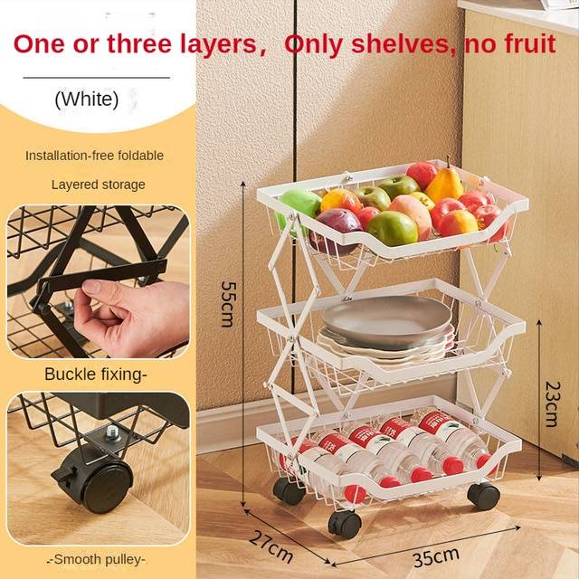 Складная телескопическая корзина для хранения фруктов и стойка для хранения овощей, для кухни, без установки
