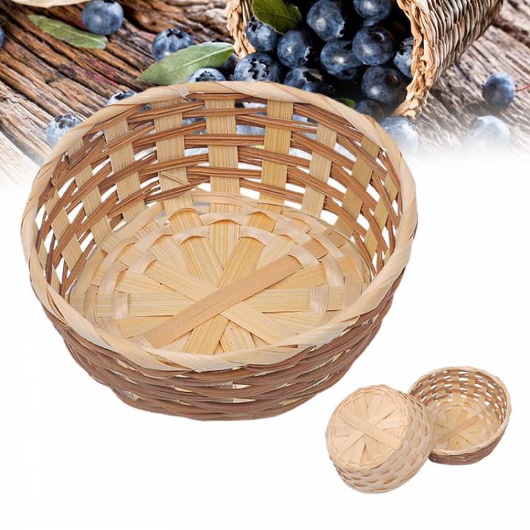 Бамбуковая круглая корзина для фруктов, большая емкость, прочная бамбуковая ручная чаша для фруктов, овощей, Сервировочная корзина для кухни, быстрая достав
