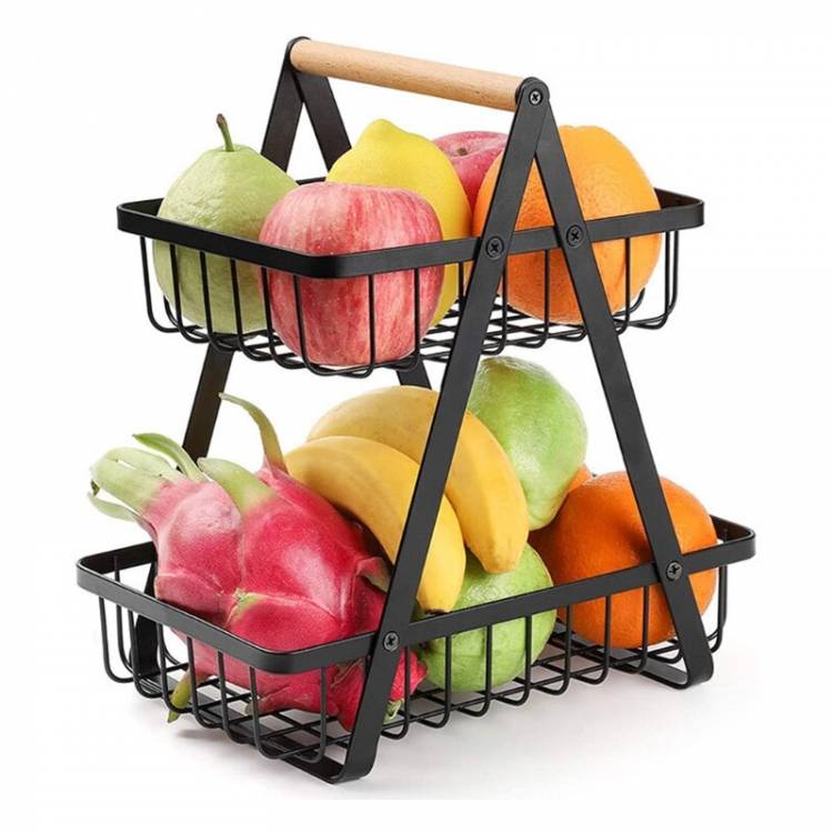 Дизайн металлическая корзина для фруктов, портативная кухонная стойка для хранения, полка для фруктов, овощей, Бытовые туалетные принадлежности