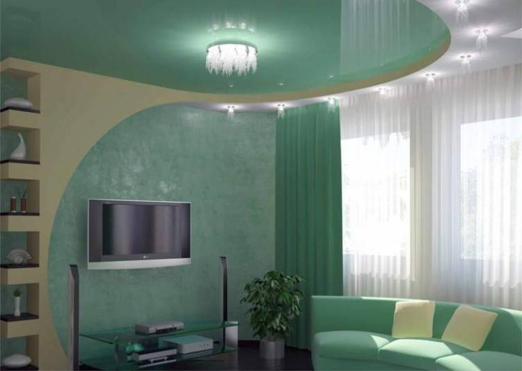 Натяжные потолки зеленого цвет