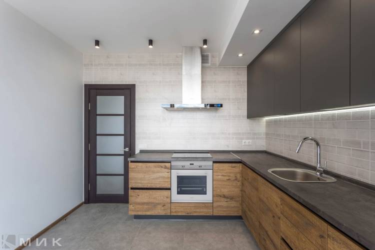 Кухня без ручек под потолок: 104 фото дизайна