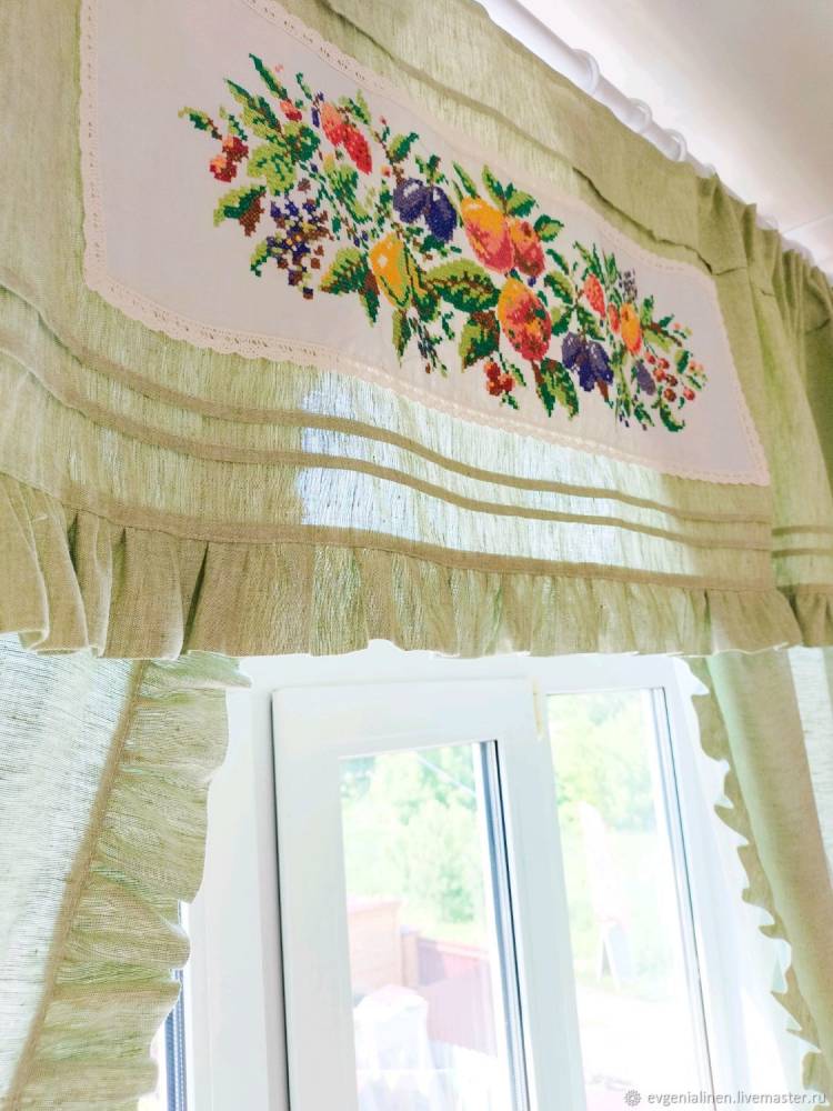 Комплект льняных штор с винтажной вышивкой Дары природы в интернет