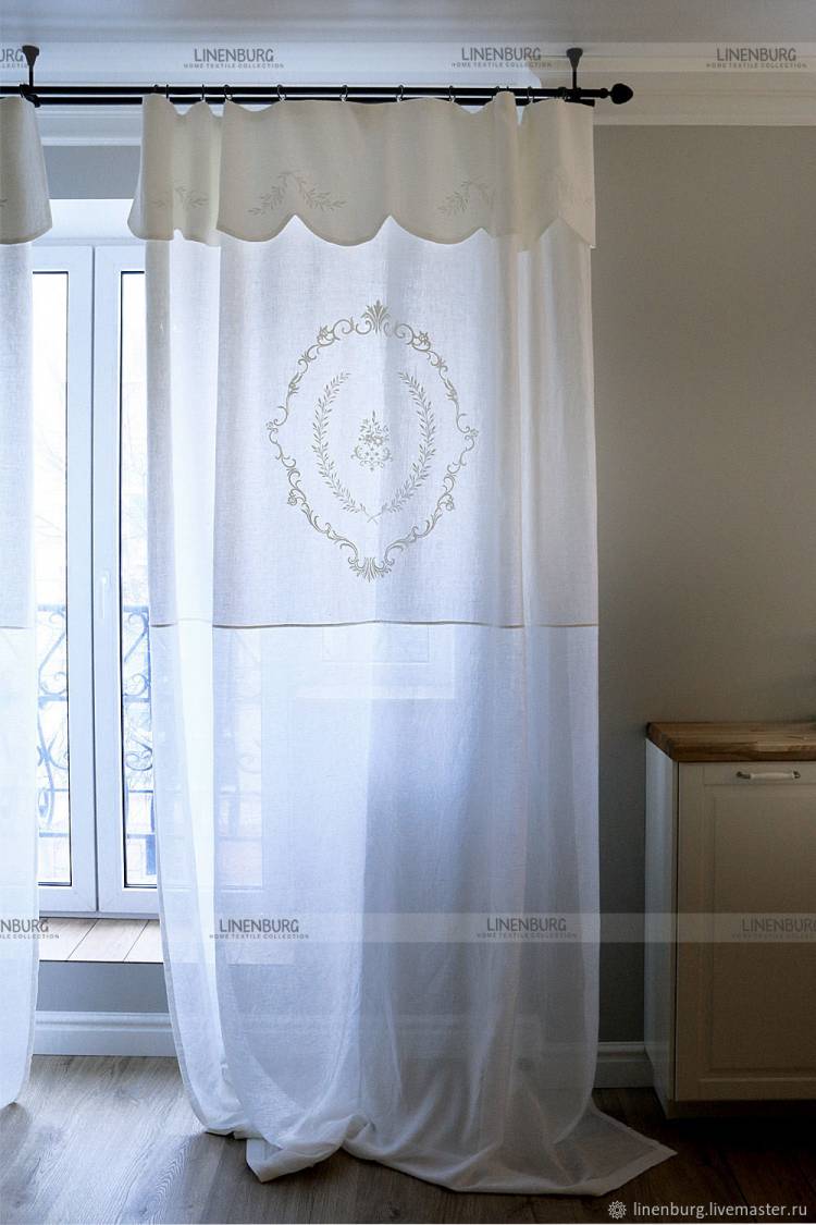 Льняные шторы с объемной вышивкой в интернет