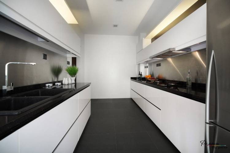 Черно белая матовая кухня: 95 фото в интерьере