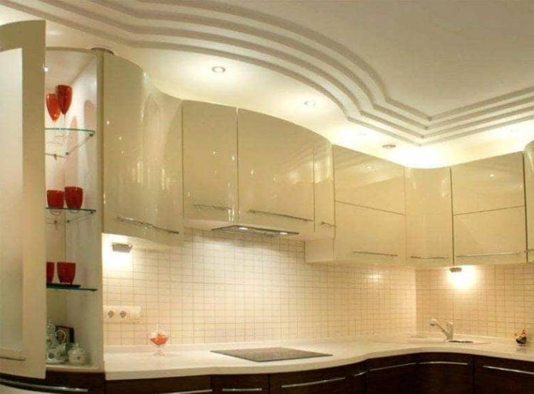 Потолок на кухне из гипсокарт