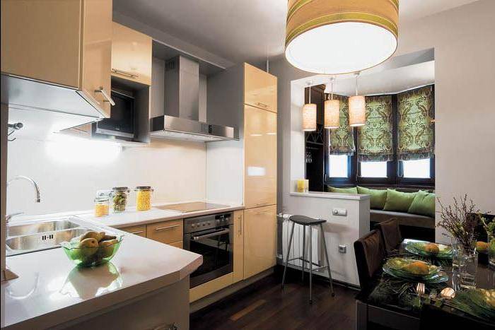 Дизайн кухни, совмещенной с балконом, лоджией с окном