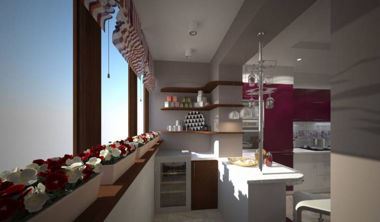 Кухня на балконе совмещенная с балконом, дизайн и фото интерьер