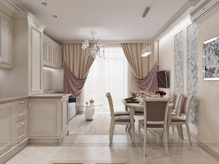Кухня-гостиная в классическом стиле (Студия дизайна интерьера Де Мари)