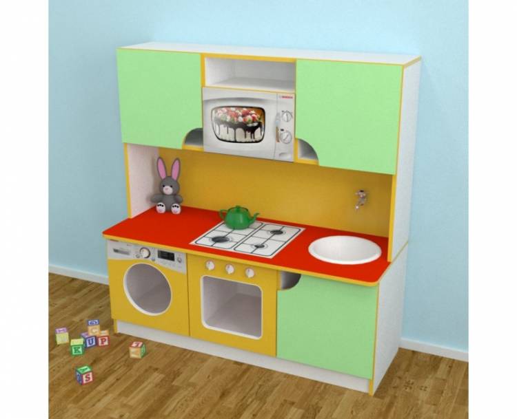 Игровая Стенка-Кухня Малютка для детских садов для сюжетных игр, с полками для хранения игруш