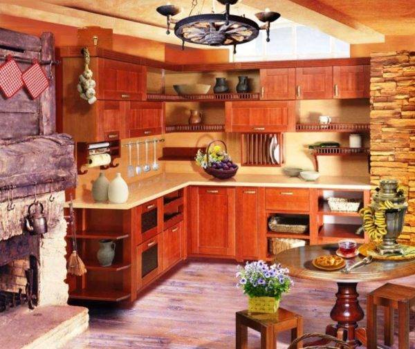 Дизайн кухни в частном доме с печкой