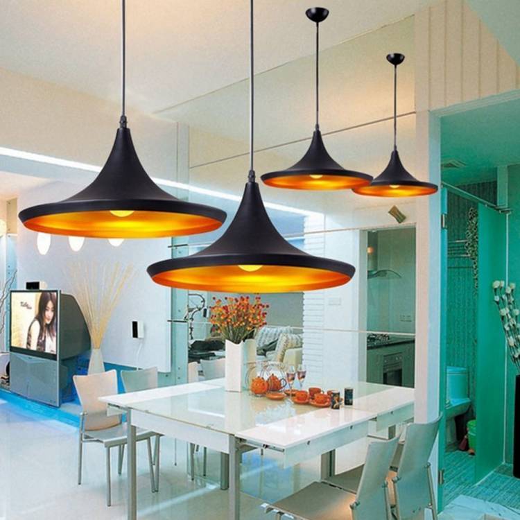 Скандинавский подвесной светильник в стиле лофт, потолочный светильник для ресторана и кухни, светильник с золотой внутренней отделкой, освещение для дома и индастриал