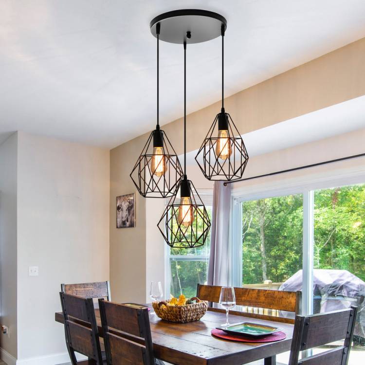 Современная винтажная люстра в стиле лофт, подвесной светильник, железная клетка для кухни, спальни, гостиной, потолочная лампа, мебель для столовой