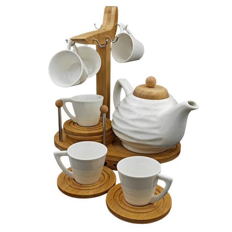 Чайный набор на деревянной подставк