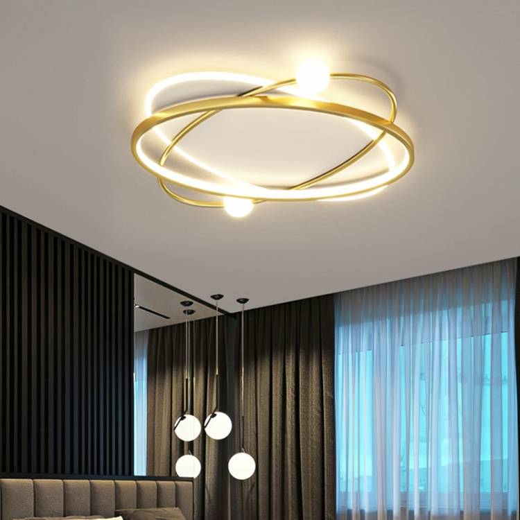 Светодиодная люстра в современном стиле для спальни, гостиной, кухни, кабинета, потолочная лампа, Золотое овальное кольцо, простой дизайн, светильник с дистанционным управлением