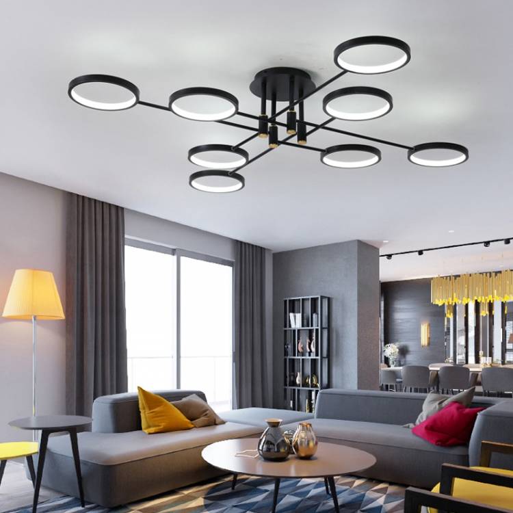 Светодиодная люстра в современном стиле, лампа с дистанционным управлением для гостиной, столовой, спальни, кухни, черного цвет