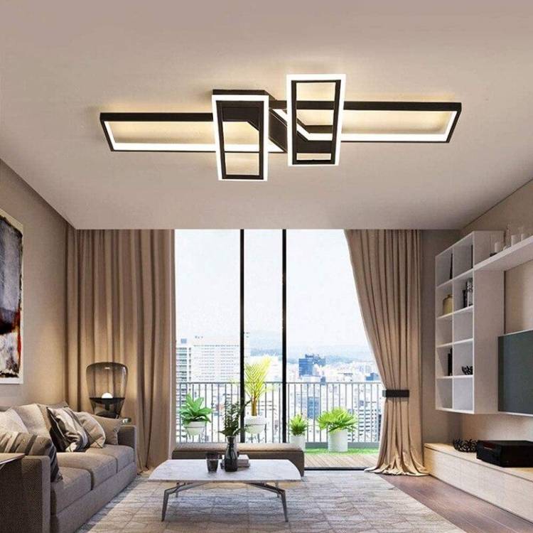 Современная светодиодная люстра светильник для гостиной Спальня Кухня Домашние потолочные светильники Прямоугольные черные светильники